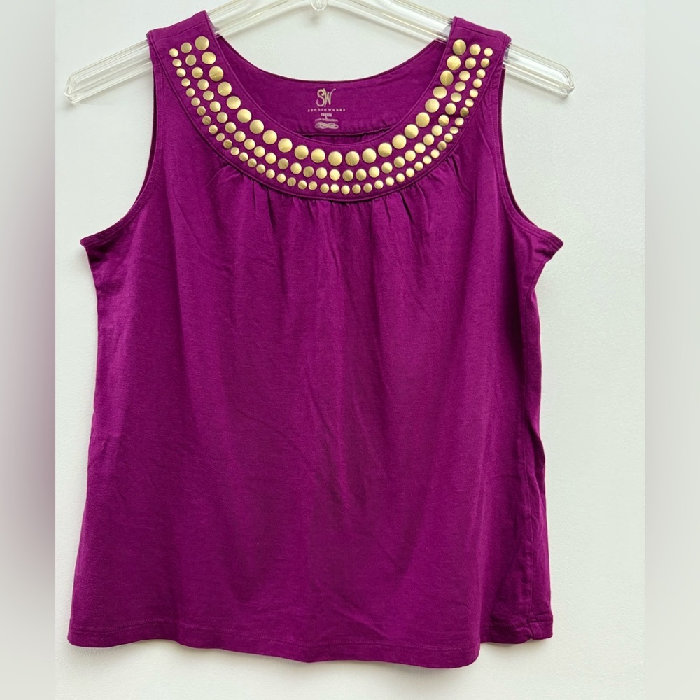 90’s Vintage SW Studio Works Fuchsia Gold Embellished Collar